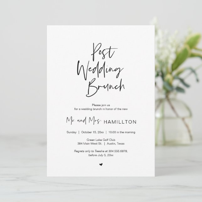 Invitation Brunch mariage, minimaliste moderne, simple (Debout devant)