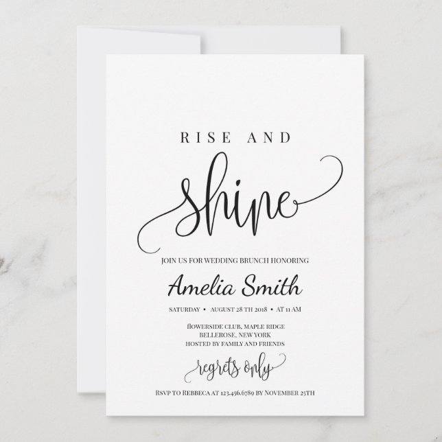 Invitation Brunch mariage rustique et brillant (Devant)