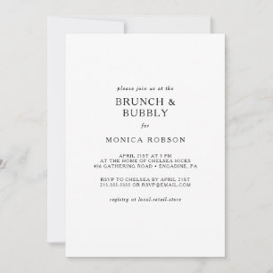 Invitation Brunch minimaliste classique et douche à bulles