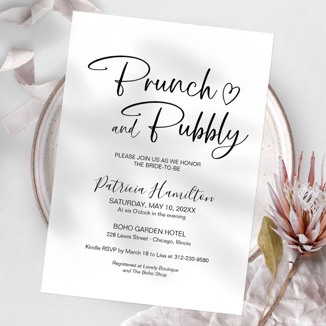 Invitation Brunch Minimaliste Et Mariage Champagne (Créateur téléchargé)