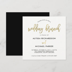 Invitation Brunch moderne de mariage d'or de Faux du