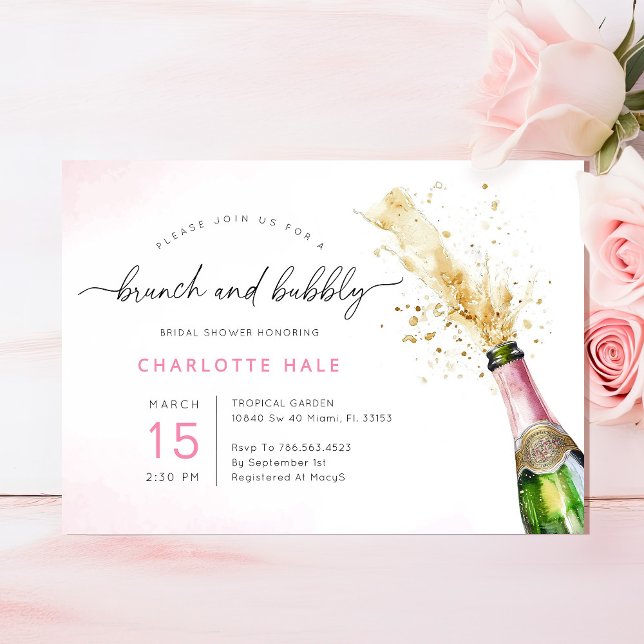 Invitation Brunch moderne et Fête des mariées champagne Bubbl (Créateur téléchargé)