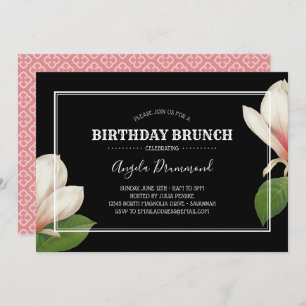 Invitation Brunch Noir pour l'anniversaire du Magnolia du Sud