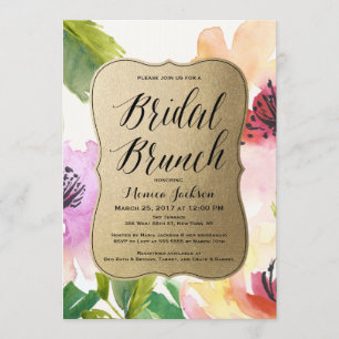 Invitation Brunch nuptial aux fleurs élégantes Fête des mar