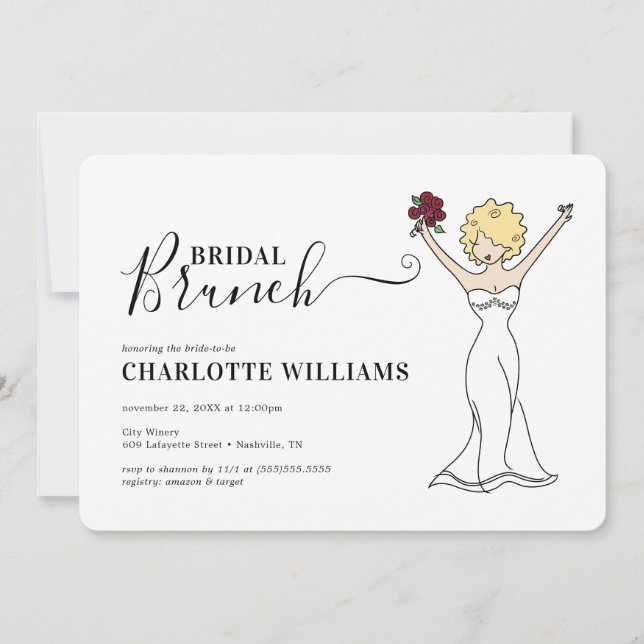 Invitation Brunch nuptial Avatar personnalisable | Cheveux bo (Devant)