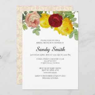 Invitation Brunch nuptial avec joli Rose Floral