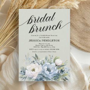 Invitation Brunch nuptial bleu bleu bleu bleu ivoire floral S