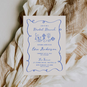 Invitation Brunch nuptial bleu Cobalt