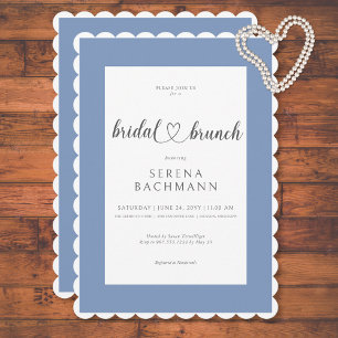 Invitation Brunch nuptial bleu et blanc romantique moderne