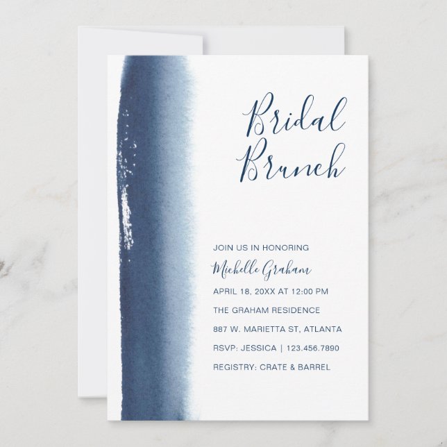Invitation Brunch nuptial bleu marine créatif (Devant)