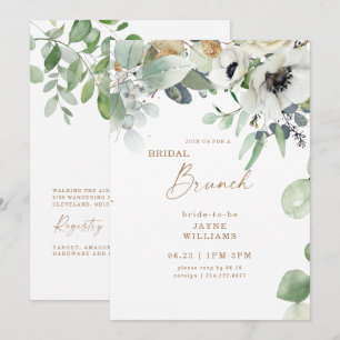 Invitation Brunch nuptial Botanical Greenery Blanc Floral 