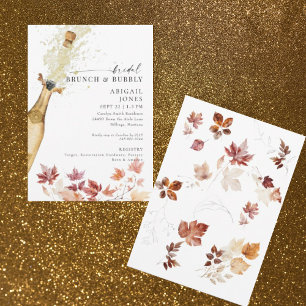 Invitation Brunch nuptial d'automne & Bubbly Douche champagne