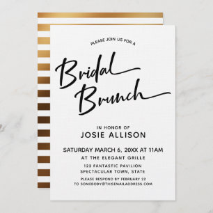 Invitation Brunch nuptial de la calligraphie moderne en or ra