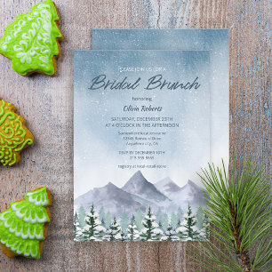Invitation Brunch nuptial de la forêt de montagne de neige en
