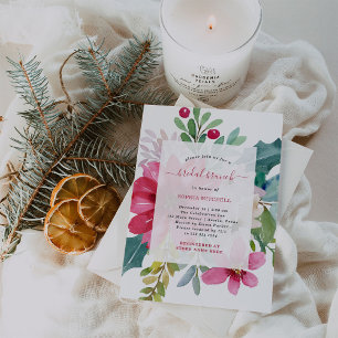 Invitation Brunch nuptial de Noël   Floral brillant