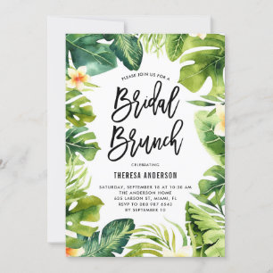 Invitation Brunch nuptial de verdure tropicale et Plumeria