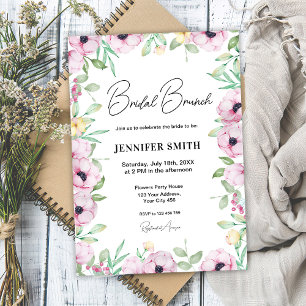 Invitation Brunch nuptial des anémones florales roses