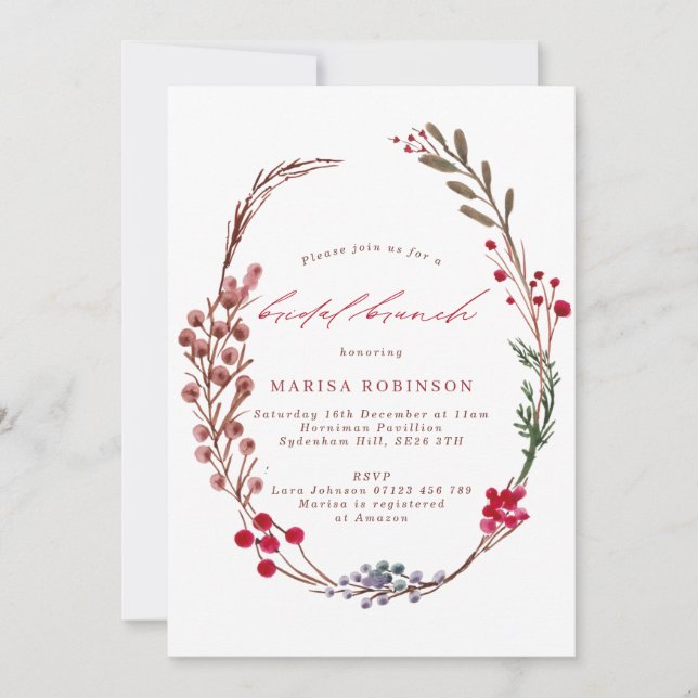 Invitation Brunch nuptial des baies d'hiver (Devant)