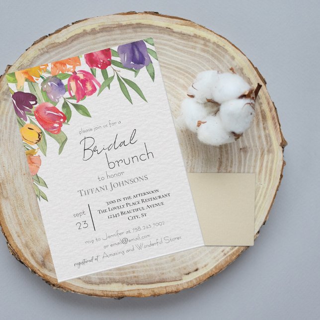 Invitation Brunch nuptial des tulipes lumineuses et vertes (Créateur téléchargé)