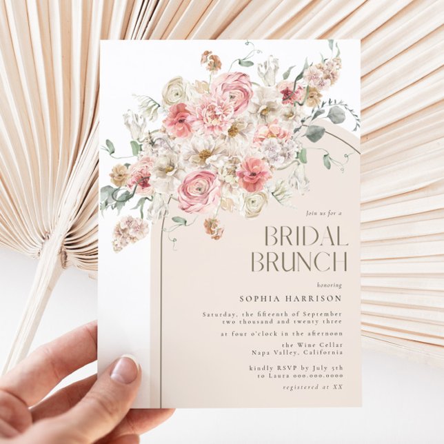 Invitation Brunch nuptial en arc floral blanc (Créateur téléchargé)