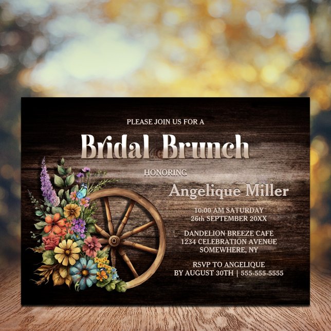 Invitation Brunch nuptial en bois rustique (Créateur téléchargé)