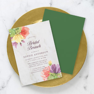 Invitation Brunch nuptial en marbre en fleurs
