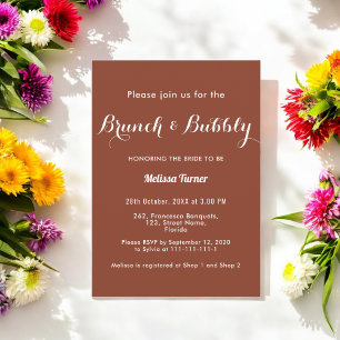 Invitation Brunch nuptial en terre cuite Bubbly Simple
