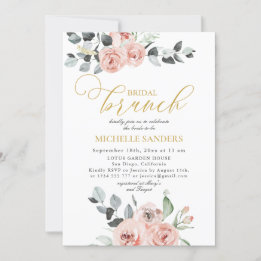Invitation Brunch nuptial Eucalyptus Dusty Rose Floral