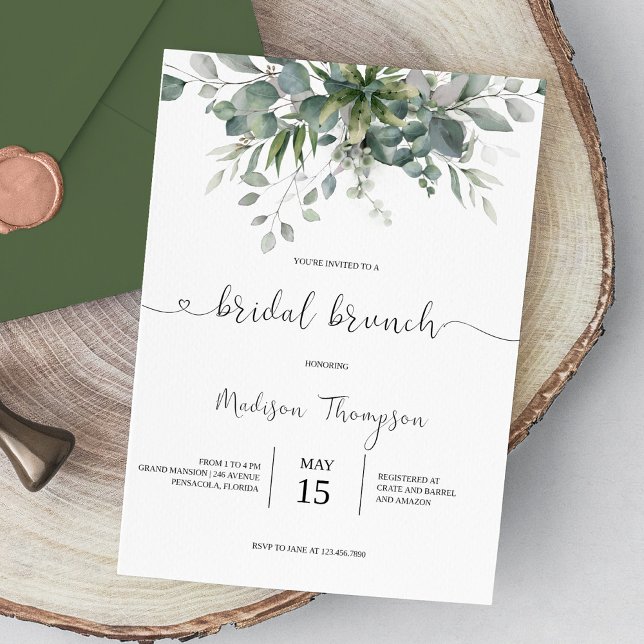 Invitation Brunch nuptial Eucalyptus Greenery (Créateur téléchargé)