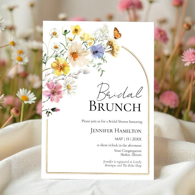 Invitation Brunch nuptial | Fête des mariées Boho Fleur sauva (Créateur téléchargé)