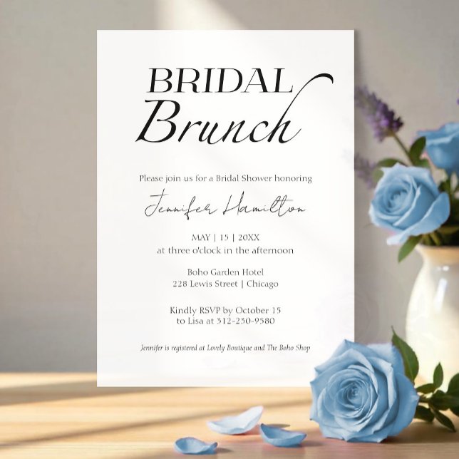 Invitation Brunch nuptial | Fête des mariées noire et blanche (Créateur téléchargé)