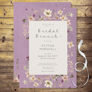 Invitation Brunch nuptial Fleur sauvage violet rustique