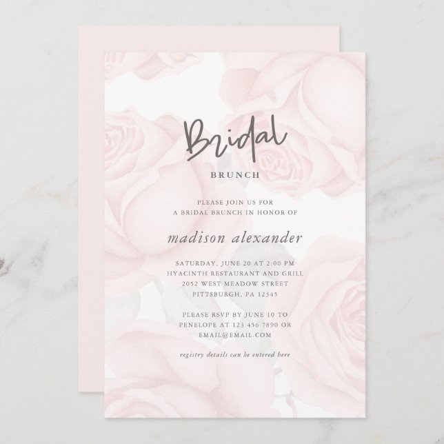 Invitation Brunch nuptial floral bouché (Devant / Derrière)