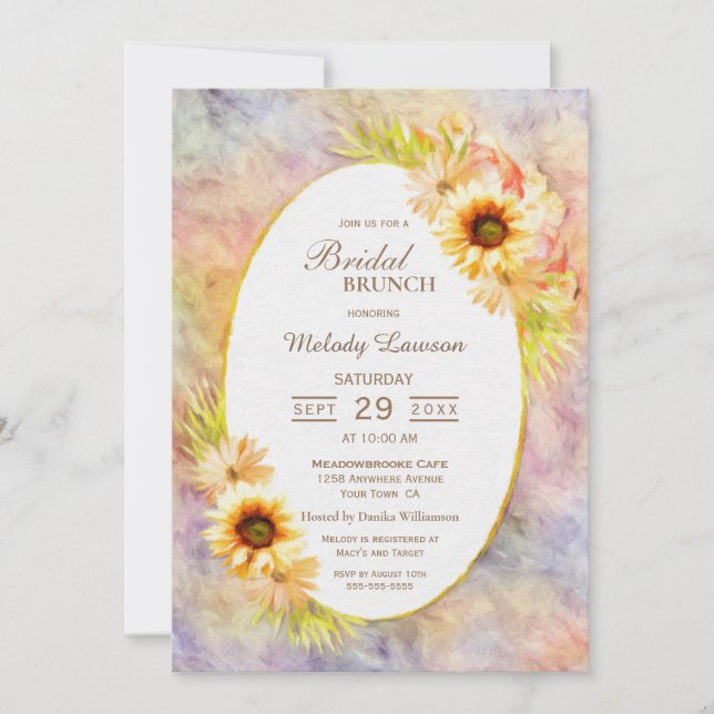 Invitation Brunch nuptial floral de tournesol peint (Devant)