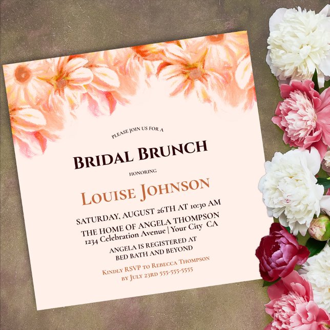 Invitation Brunch nuptial floral orange (Créateur téléchargé)