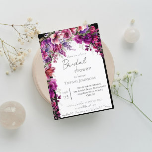 Invitation Brunch nuptial Fuchsia Lavender Floral