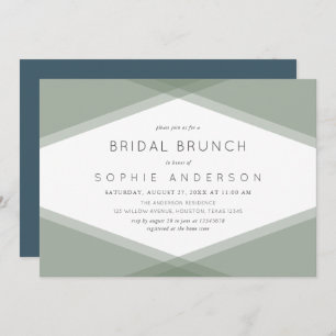 Invitation Brunch nuptial géométrique et ardoise bleue
