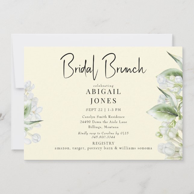 Invitation Brunch nuptial Hydrangeas blanc jaune (Devant)