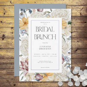 Invitation Brunch nuptial jaune bleu et blanc floral
