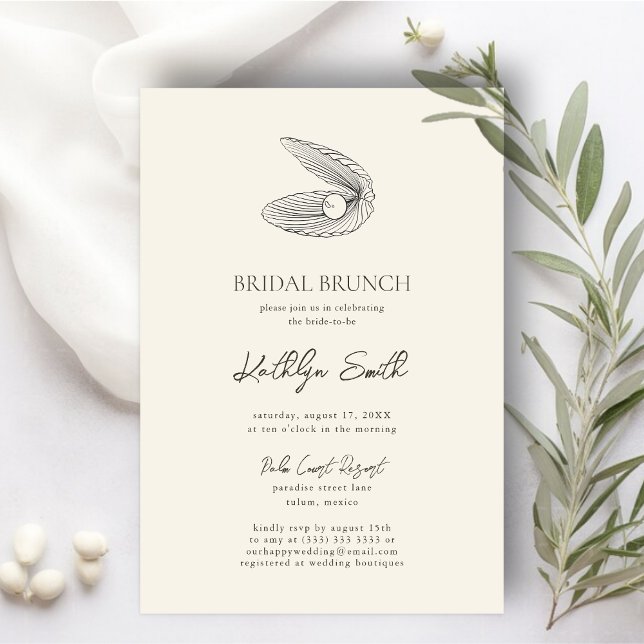 Invitation Brunch nuptial Mariage moderne Shell Beach Ocean (Créateur téléchargé)