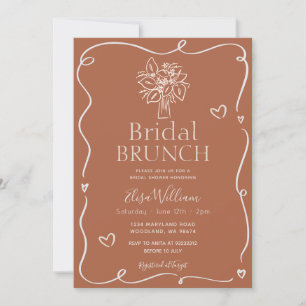 Invitation Brunch nuptial minimaliste en terre cuite florale