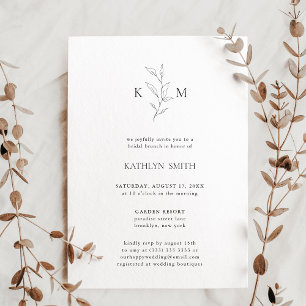 Invitation Brunch nuptial minimaliste Monogramme Olive Leaf