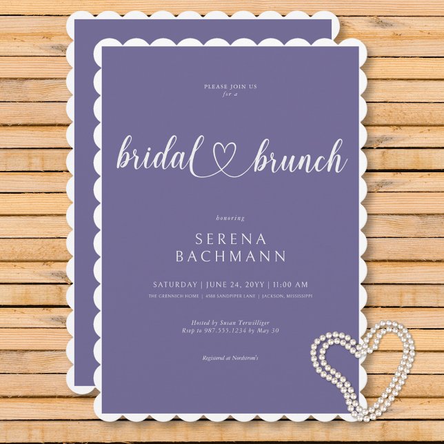 Invitation Brunch nuptial minimaliste romantique moderne (Modern Romantic Minimal Lavender Bridal Brunch Invitation)
