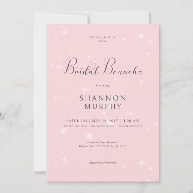 Invitation Brunch nuptial minimaliste rose moderne (Devant)