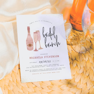 Invitation Brunch nuptial moderne Pink Black & Gold Champagne