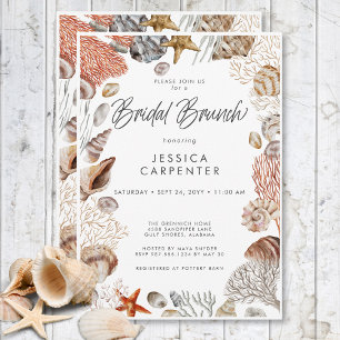 Invitation Brunch nuptial moderne Tropical Seashell Frame