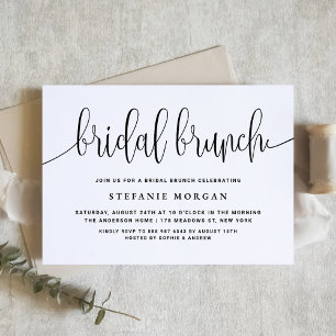 Invitation Brunch nuptial noir et blanc joli calligraphie