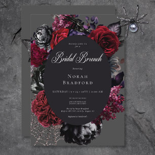 Invitation Brunch nuptial noir floral d'Halloween foncé
