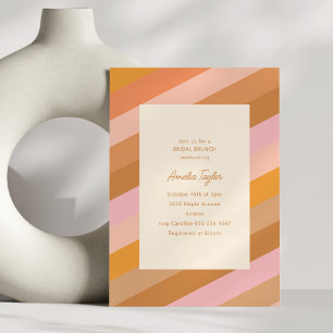 Invitation Brunch nuptial rétro Géométrique Rose Orange