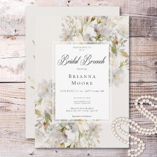 Invitation Brunch nuptial romantique blanc et rose floral